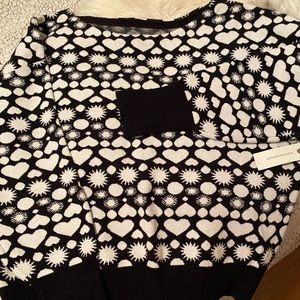 NWT 💎 Maeve by Anthropology Black & White print Sweater - Sz M